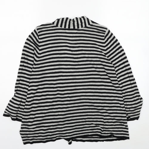 Marks and Spencer Womens Black V-Neck Striped Viscose Cardigan Jumper Size 14