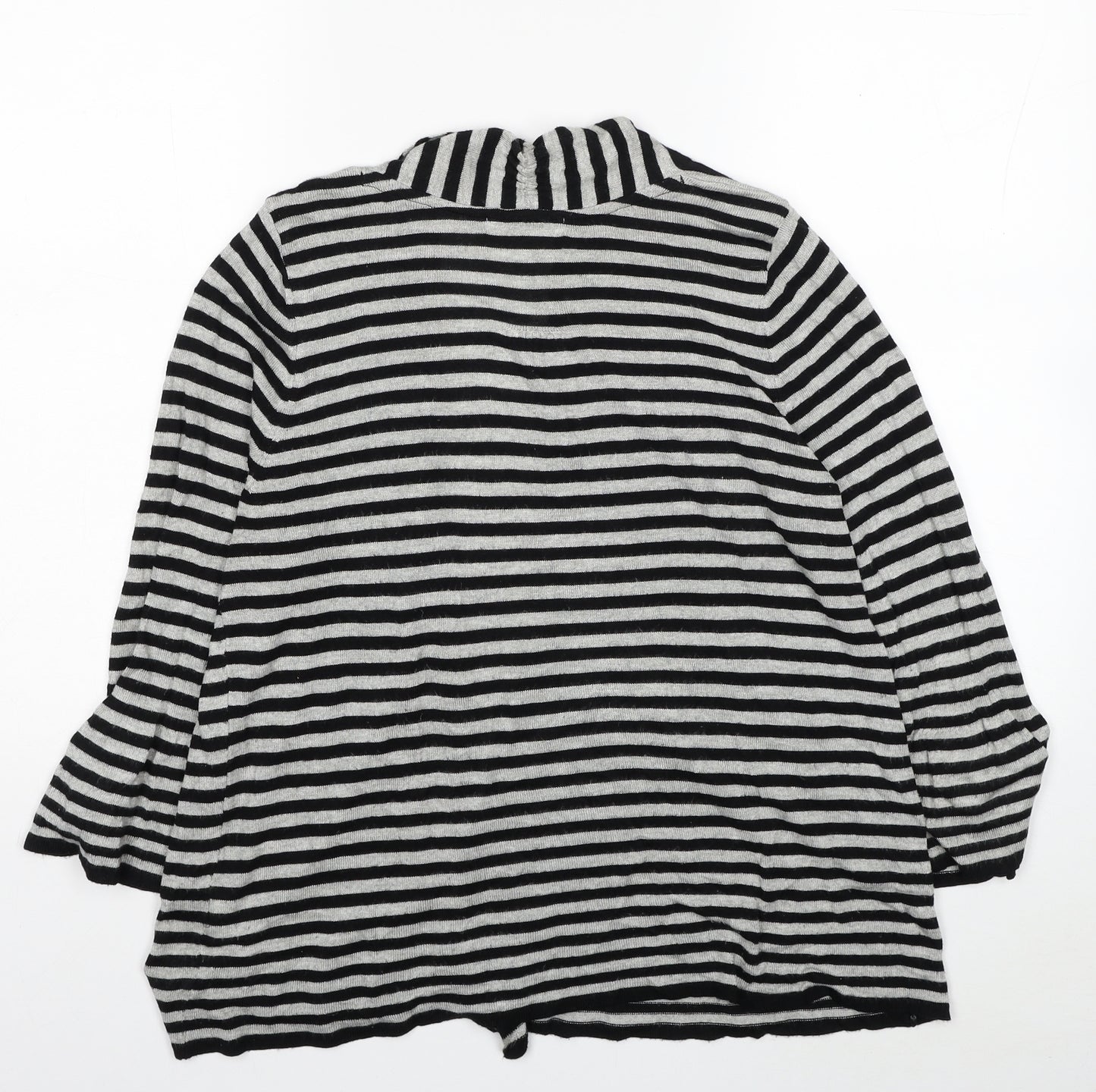 Marks and Spencer Womens Black V-Neck Striped Viscose Cardigan Jumper Size 14