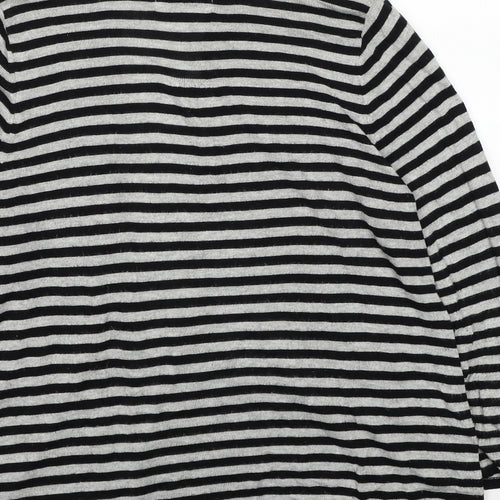 Marks and Spencer Womens Black V-Neck Striped Viscose Cardigan Jumper Size 14