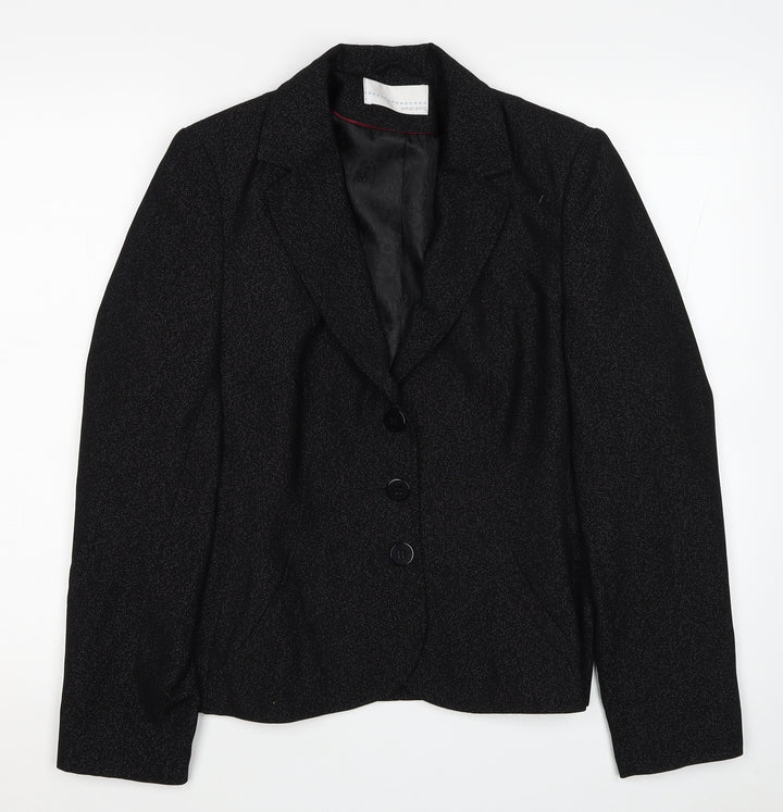 AMARANTO Womens Black Polyester Jacket Blazer Size 14