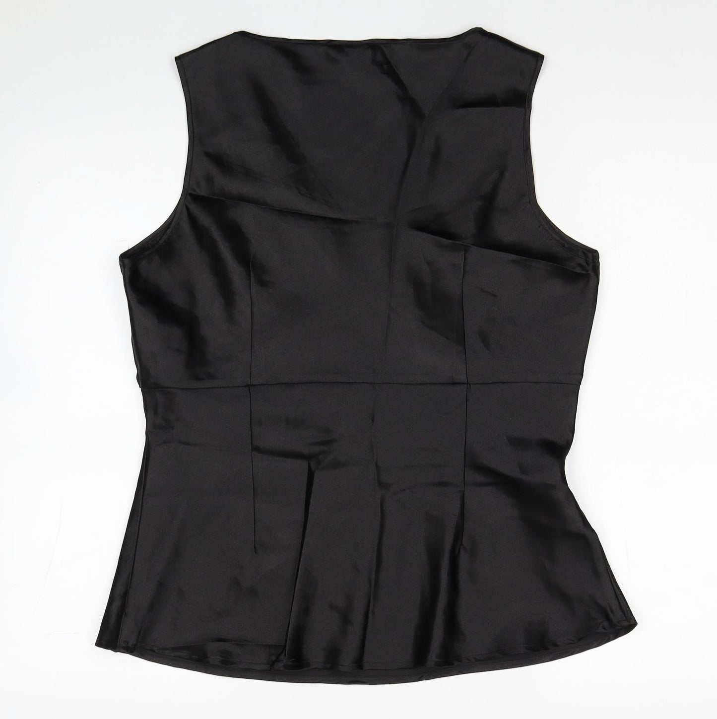 TU Womens Black Polyester Basic Blouse Size 16 V-Neck