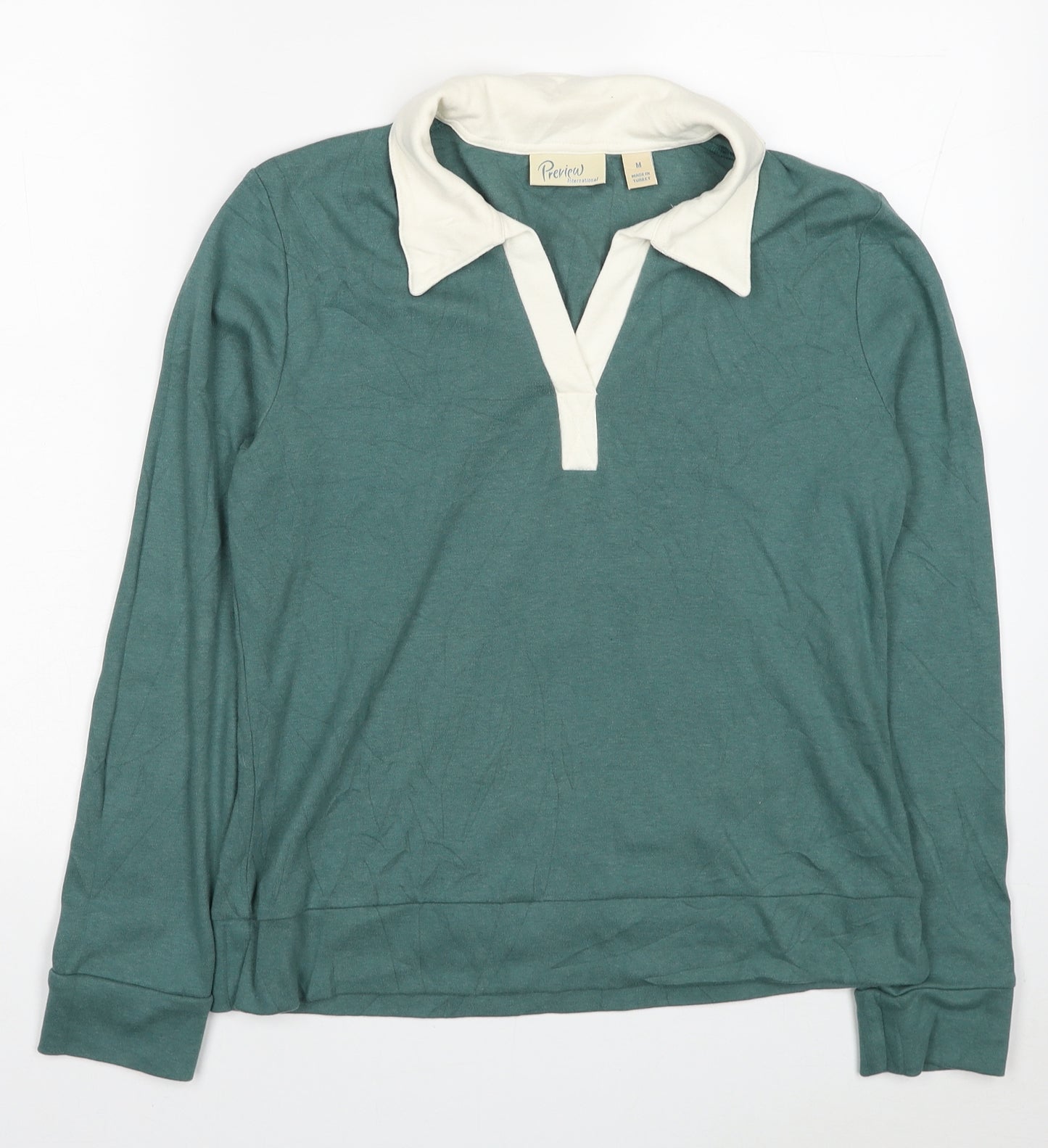 Preview Womens Blue Cotton Basic Polo Size M Collared