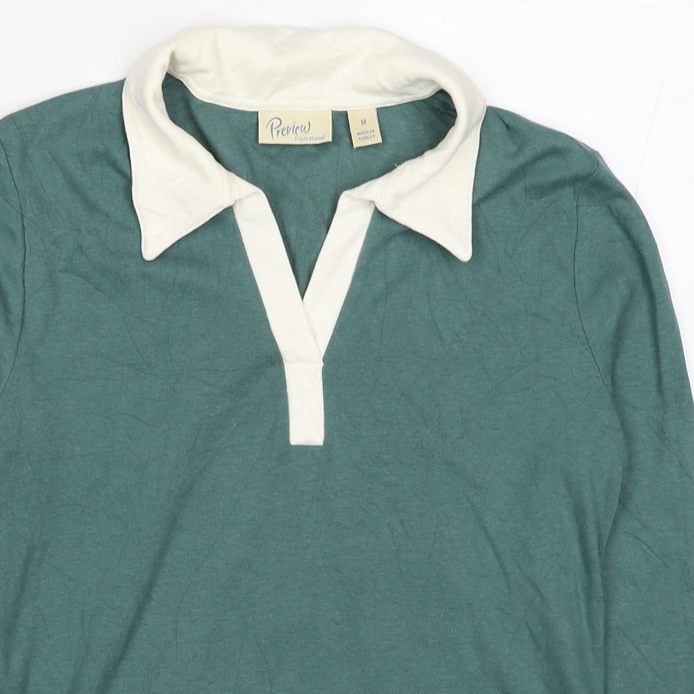 Preview Womens Blue Cotton Basic Polo Size M Collared