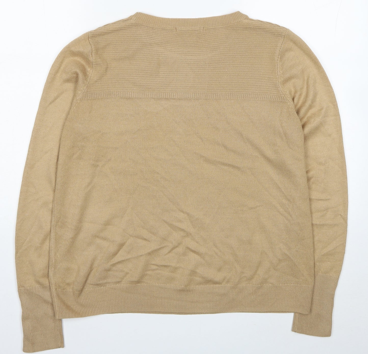 Marks and Spencer Womens Beige Round Neck Acrylic Pullover Jumper Size 14