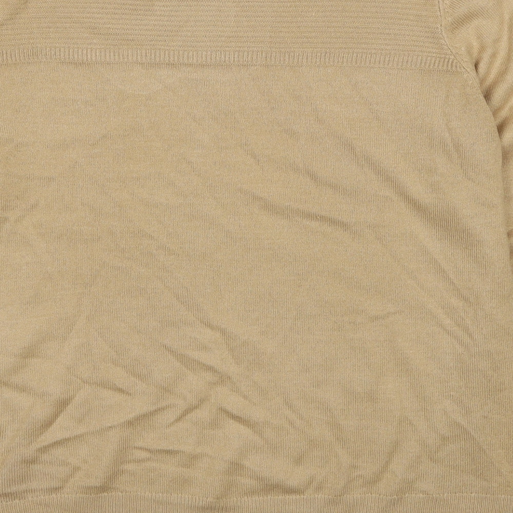 Marks and Spencer Womens Beige Round Neck Acrylic Pullover Jumper Size 14