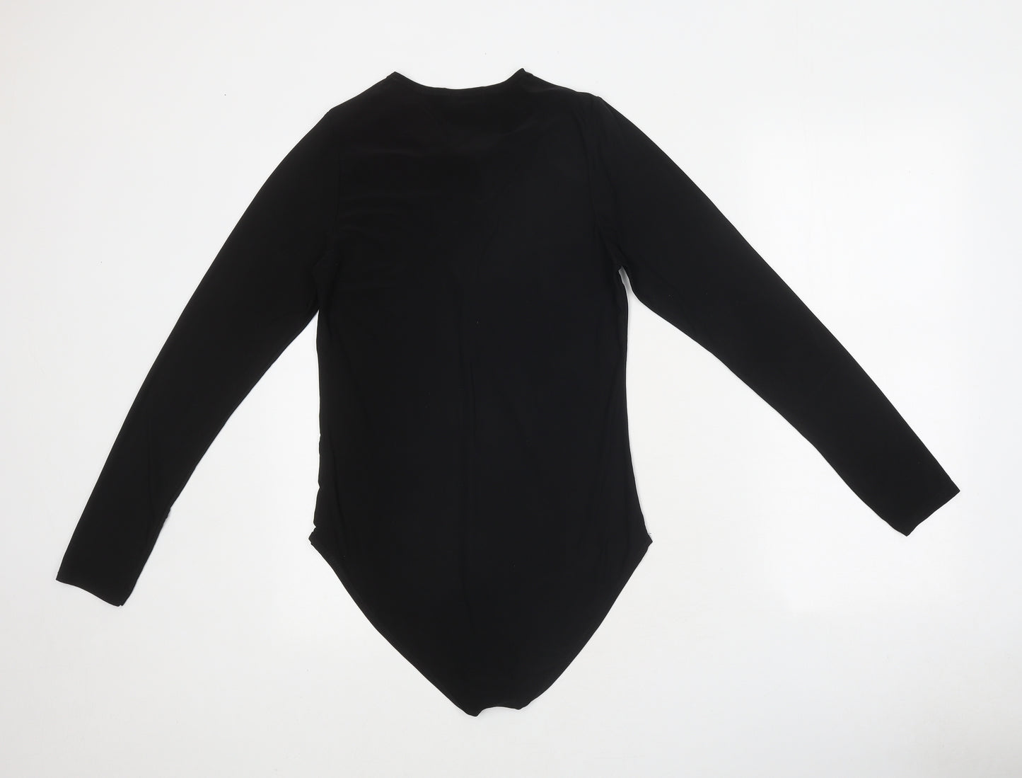 Boohoo Womens Black Polyester Bodysuit One-Piece Size 14 Snap