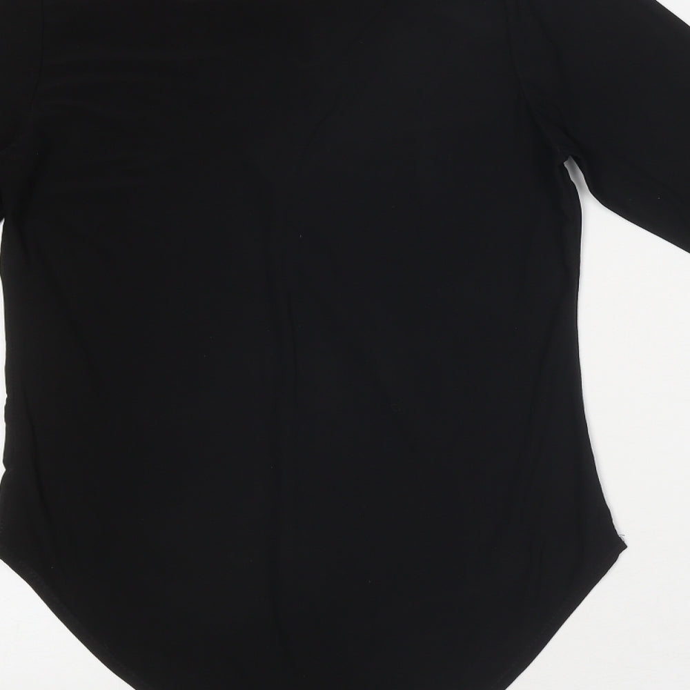 Boohoo Womens Black Polyester Bodysuit One-Piece Size 14 Snap