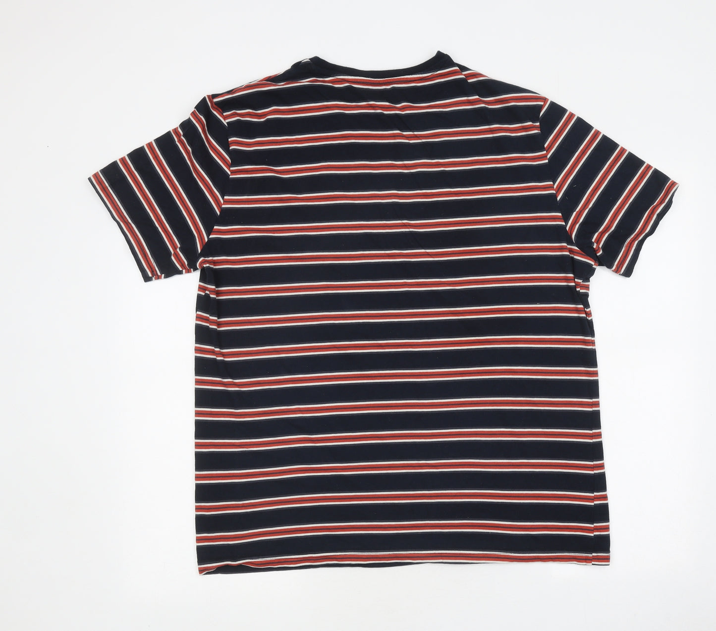 George Mens Multicoloured Striped Polyester T-Shirt Size XL Round Neck