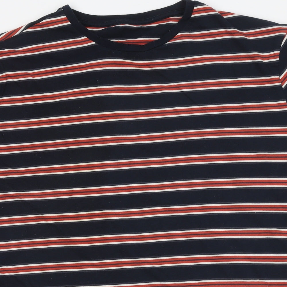 George Mens Multicoloured Striped Polyester T-Shirt Size XL Round Neck