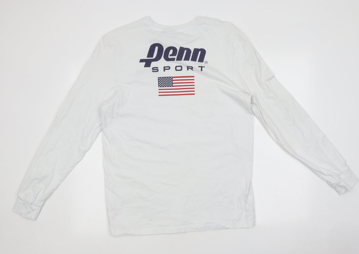 Primark Mens White Round Neck Polyester Pullover Jumper Size L - Penn Sport