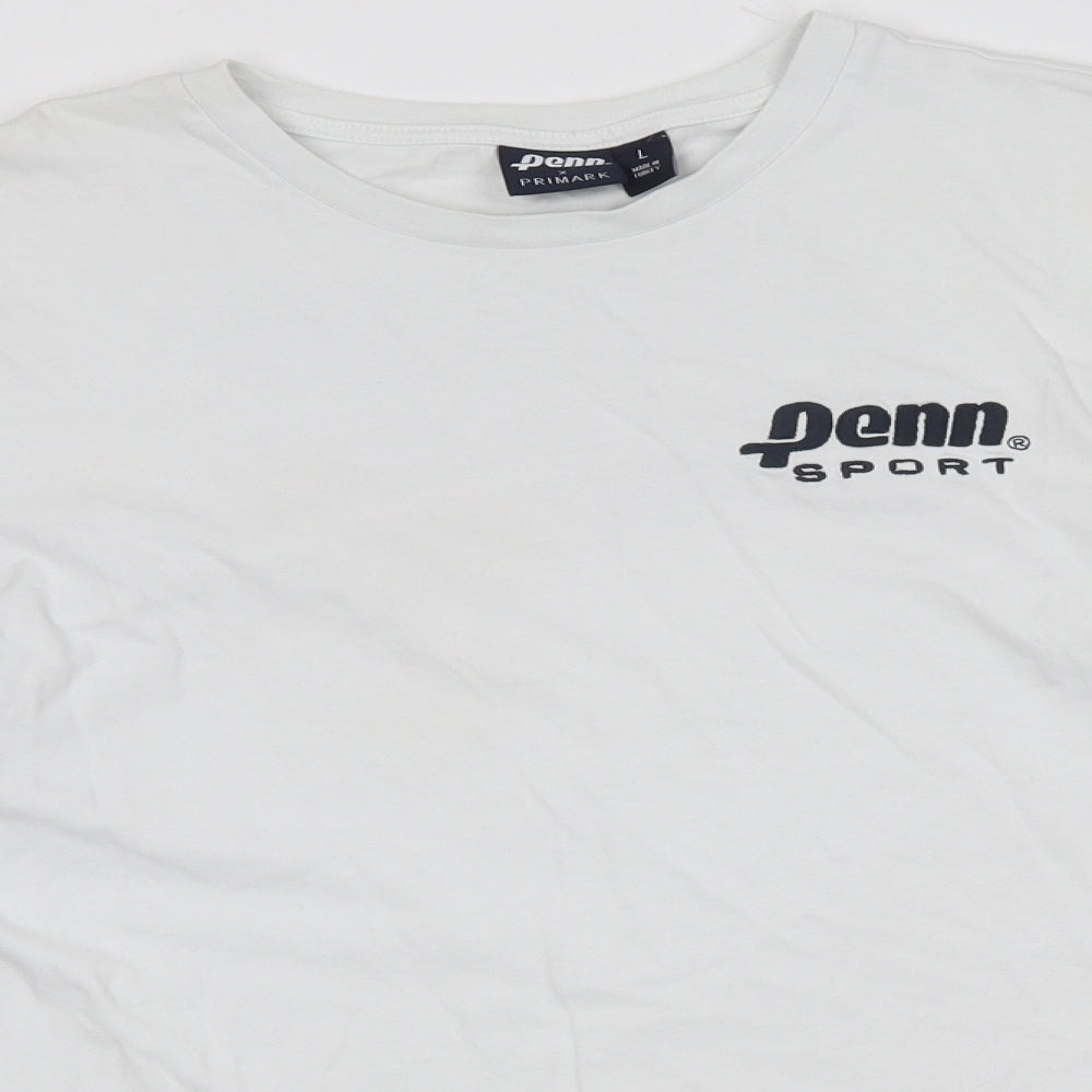 Primark Mens White Round Neck Polyester Pullover Jumper Size L - Penn Sport