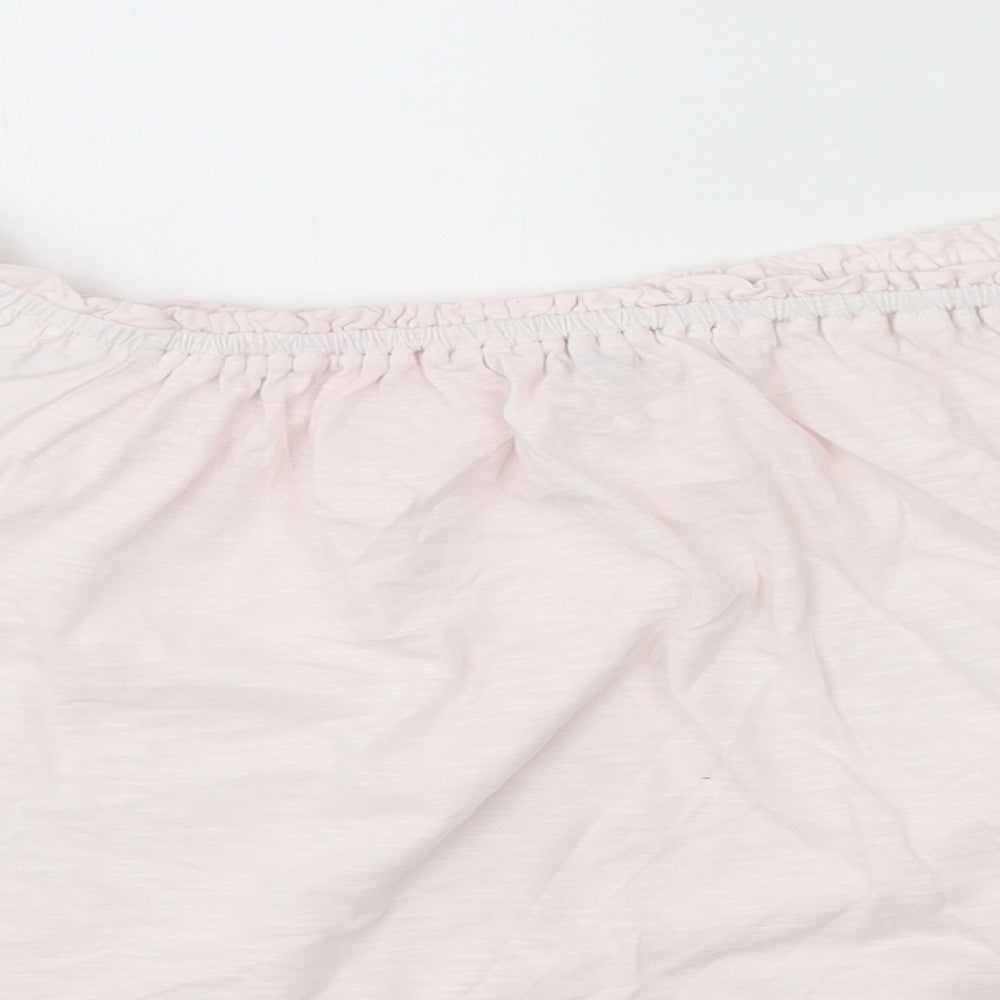 NEXT Womens Pink Geometric Polyester Basic T-Shirt Size 12 Off the Shoulder