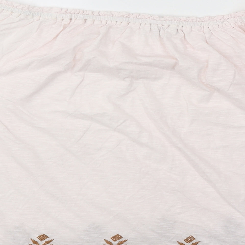 NEXT Womens Pink Geometric Polyester Basic T-Shirt Size 12 Off the Shoulder