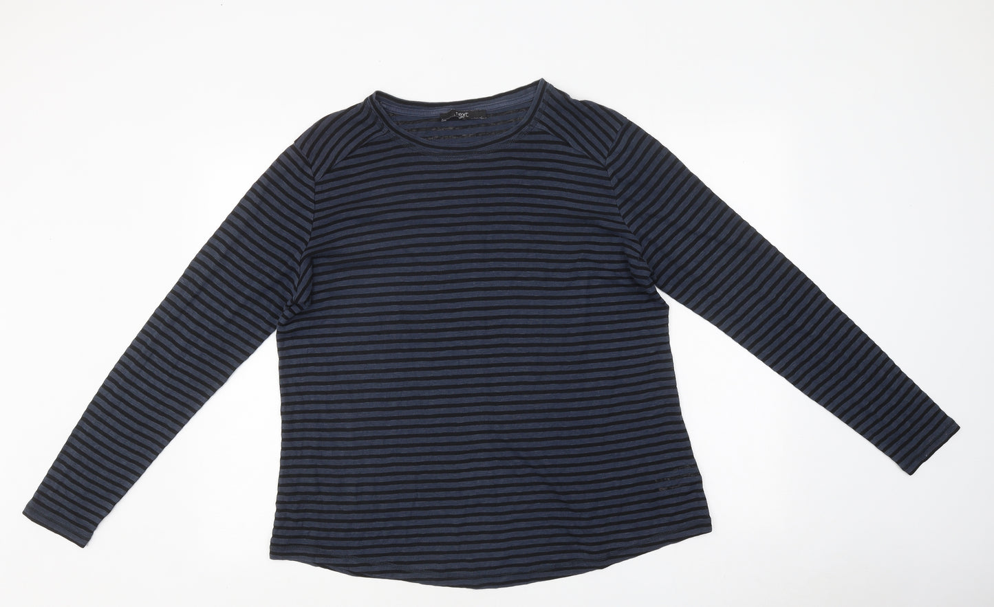 NEXT Womens Blue Striped Polyester Basic T-Shirt Size 16 Round Neck