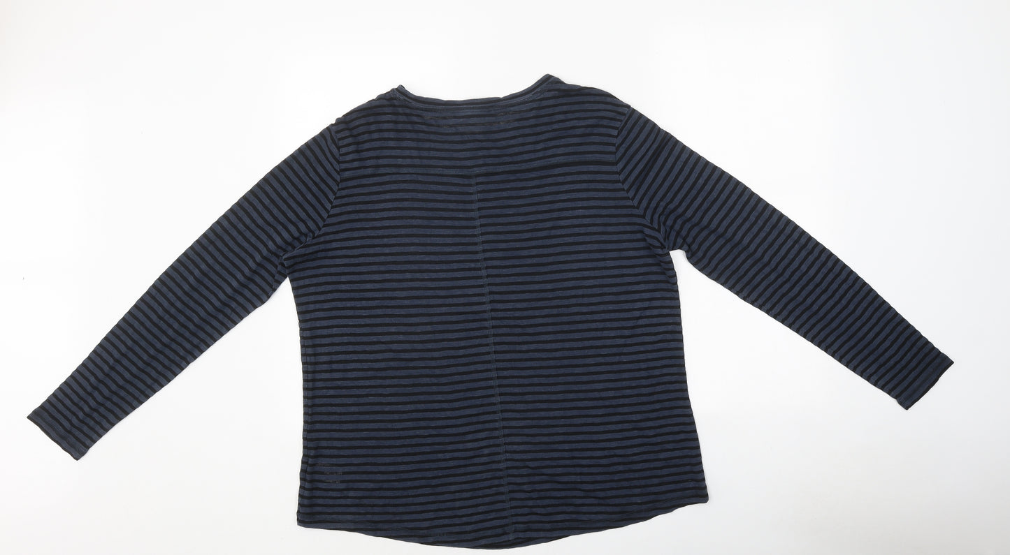 NEXT Womens Blue Striped Polyester Basic T-Shirt Size 16 Round Neck