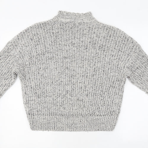 New Look Womens Grey Mock Neck Polyester Pullover Jumper Size S