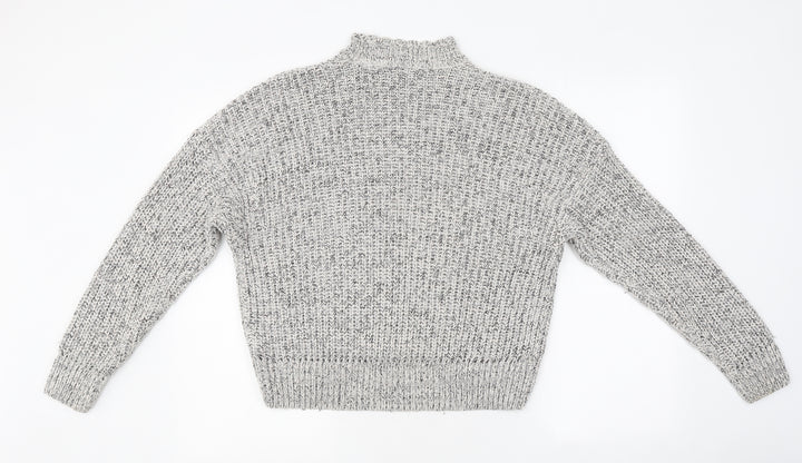 New Look Womens Grey Mock Neck Polyester Pullover Jumper Size S
