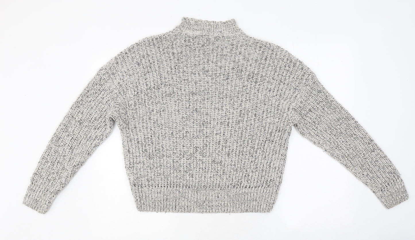 New Look Womens Grey Mock Neck Polyester Pullover Jumper Size S