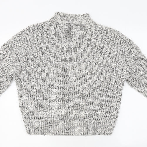 New Look Womens Grey Mock Neck Polyester Pullover Jumper Size S