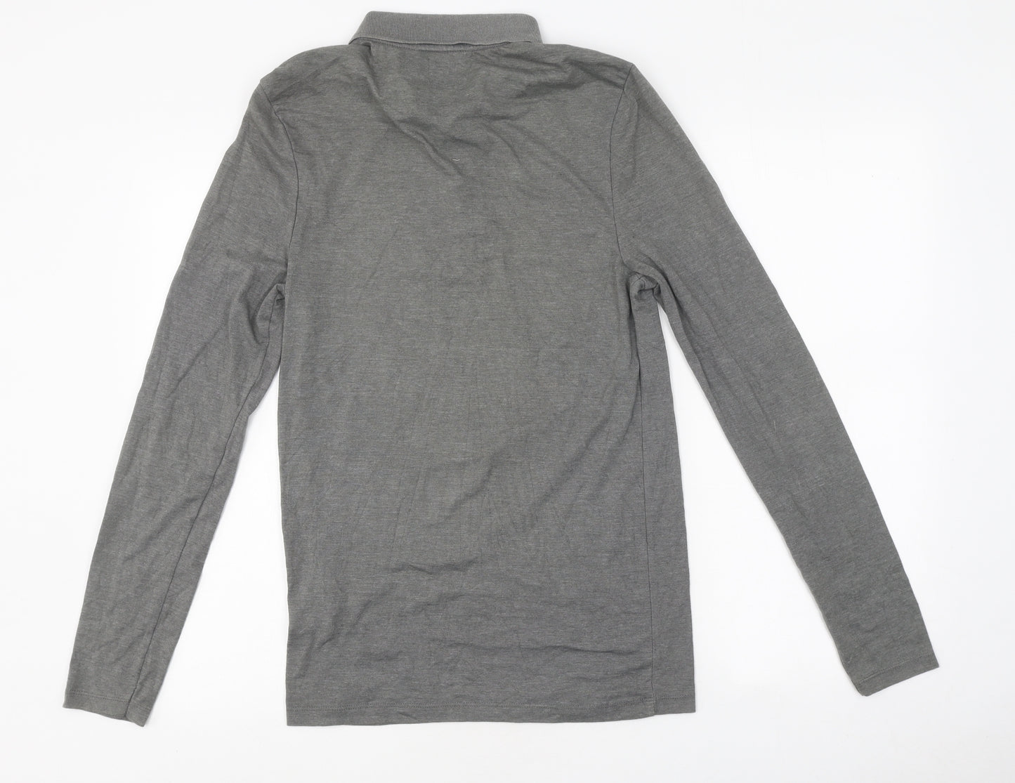 ASOS Mens Grey Polyester Polo Size S Collared Button