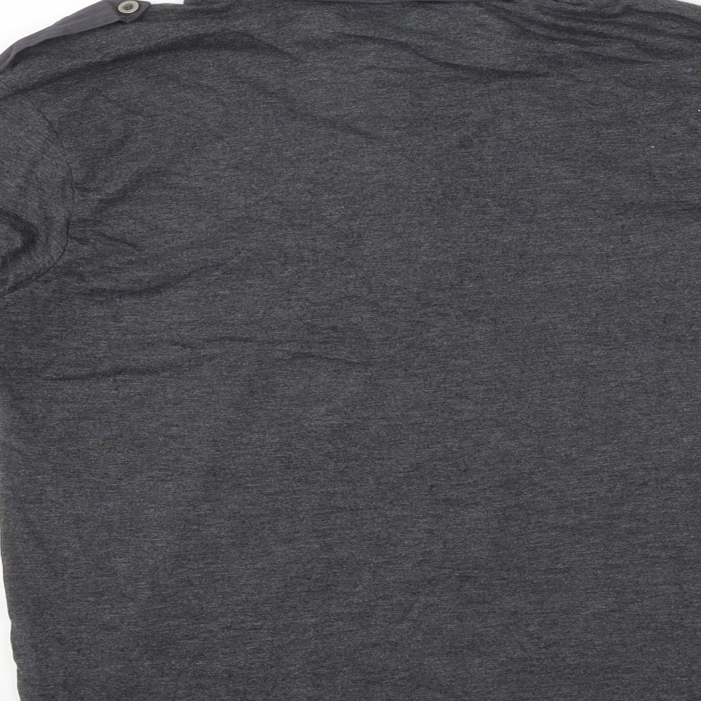 River Island Mens Grey Polyester Polo Size M Collared Button
