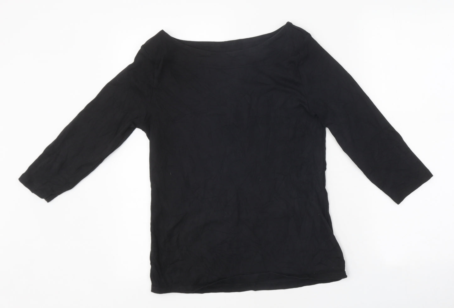 Nutmeg Womens Black Boat Neck Polyester Pullover Jumper Size 14