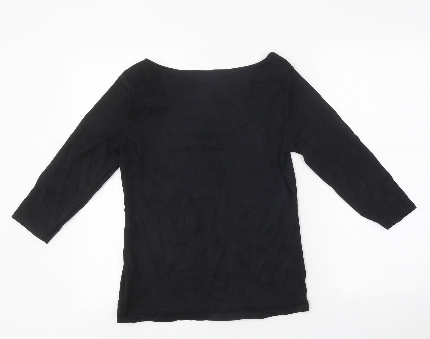 Nutmeg Womens Black Boat Neck Polyester Pullover Jumper Size 14