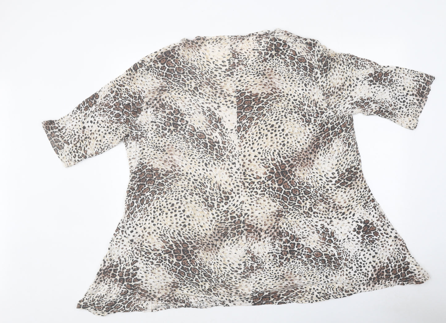 Yours Womens Brown Animal Print Polyester Basic T-Shirt Size 26 Round Neck