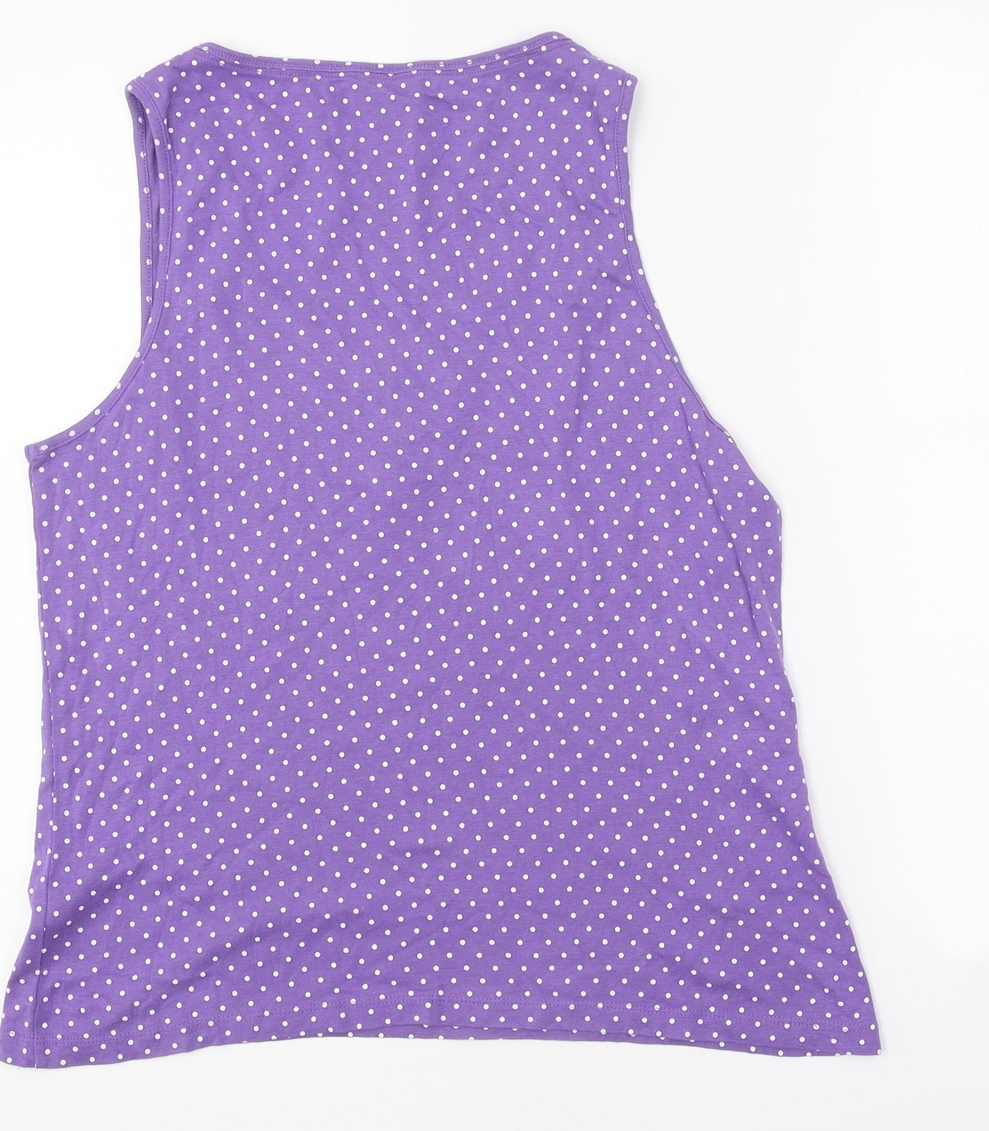 M&Co Womens Purple Polka Dot Polyester Basic Tank Size 18 V-Neck