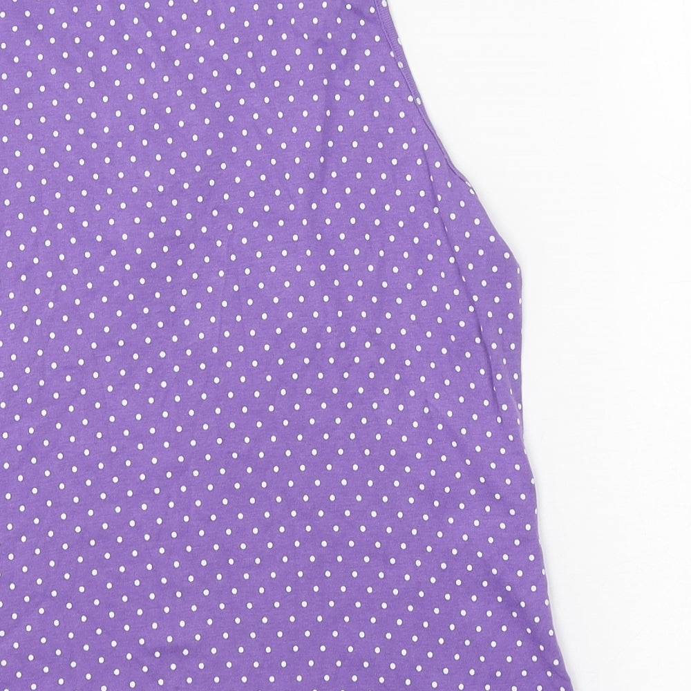 M&Co Womens Purple Polka Dot Polyester Basic Tank Size 18 V-Neck