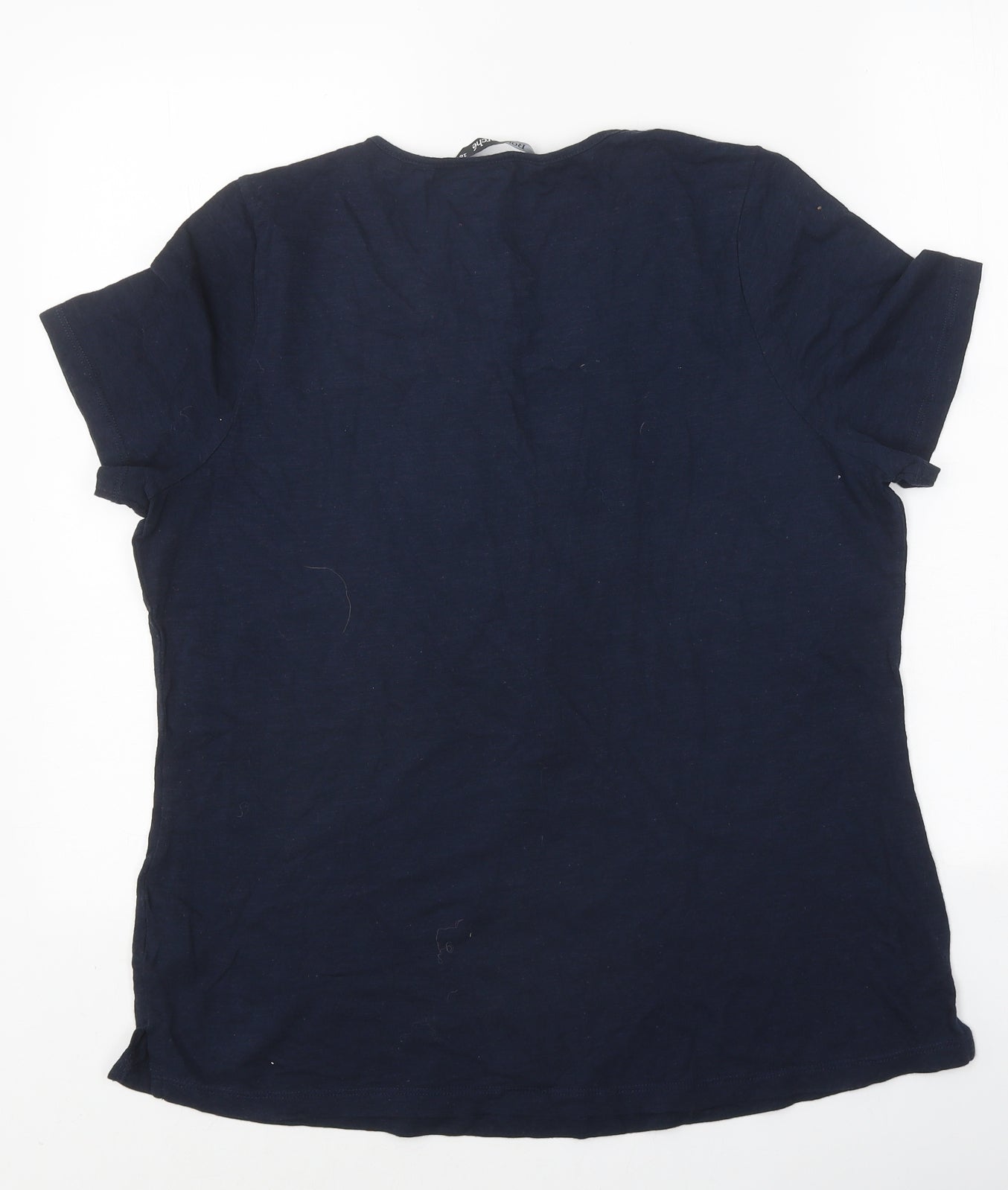 Bonmarché Womens Blue Polyester Basic T-Shirt Size 16 V-Neck