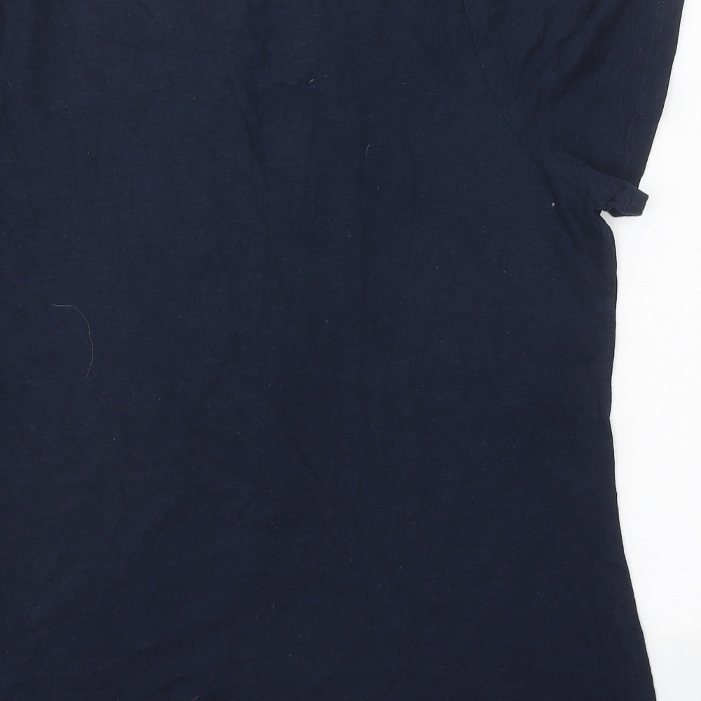 Bonmarché Womens Blue Polyester Basic T-Shirt Size 16 V-Neck