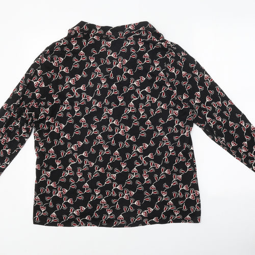 Preworn Womens Black Floral Polyester Basic Blouse Size 20 V-Neck