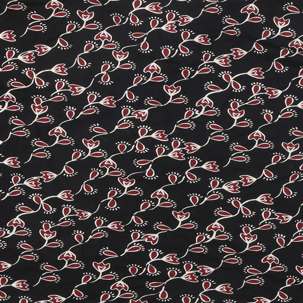 Preworn Womens Black Floral Polyester Basic Blouse Size 20 V-Neck