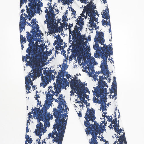 Only Womens Blue Geometric Polyester Capri Trousers Size 38 L28 in Regular
