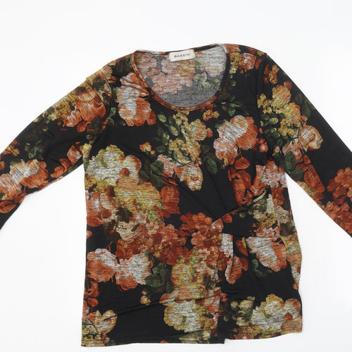 Bassino Womens Multicoloured Floral Polyester Jersey T-Shirt Size 12 Round Neck