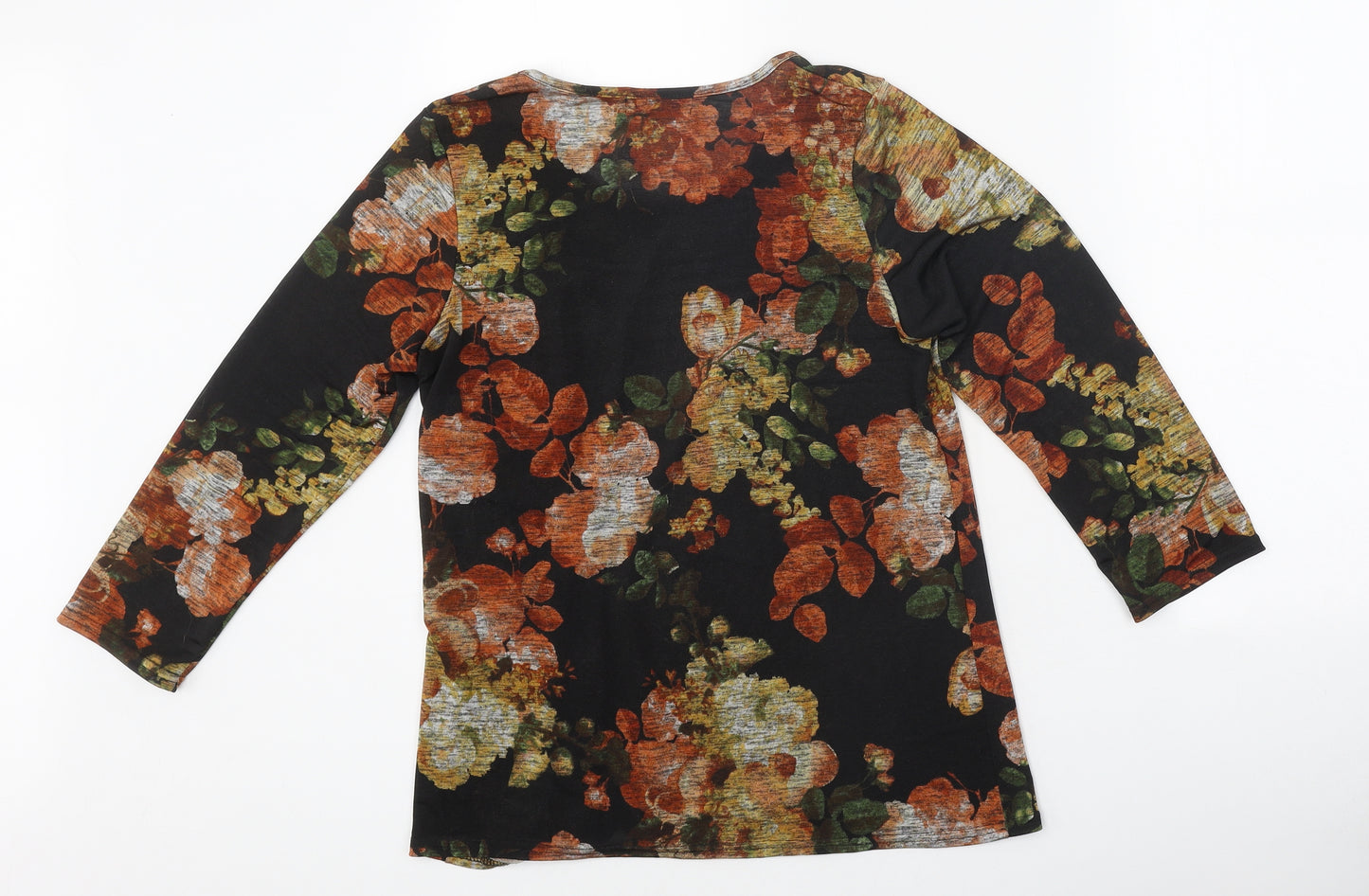Bassino Womens Multicoloured Floral Polyester Jersey T-Shirt Size 12 Round Neck