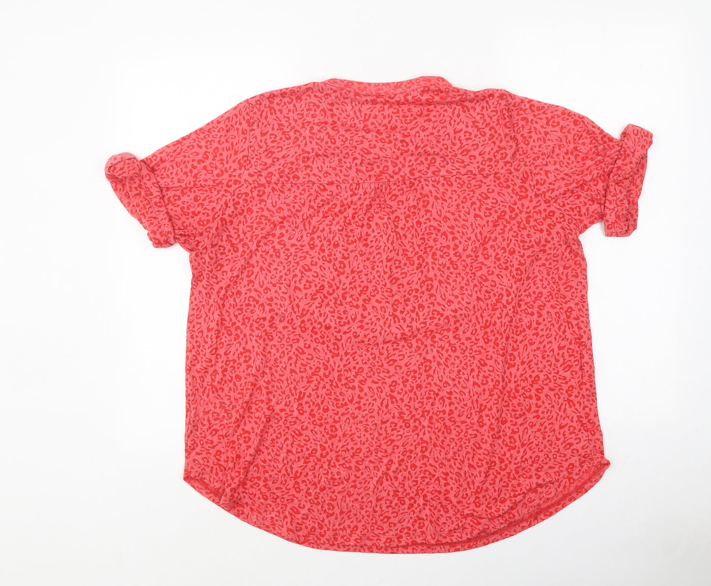 Marks and Spencer Womens Red Animal Print Polyester Basic T-Shirt Size 20 V-Neck