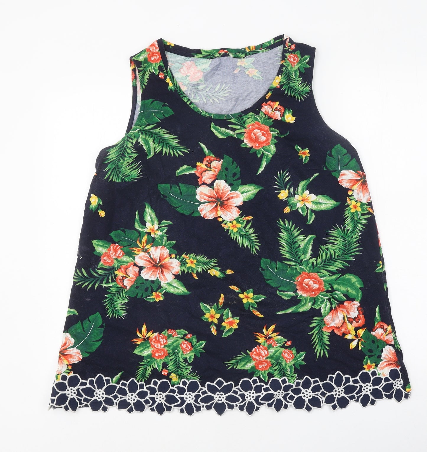 Dorothy Perkins Womens Multicoloured Floral Polyester Basic Tank Size 18 Scoop Neck
