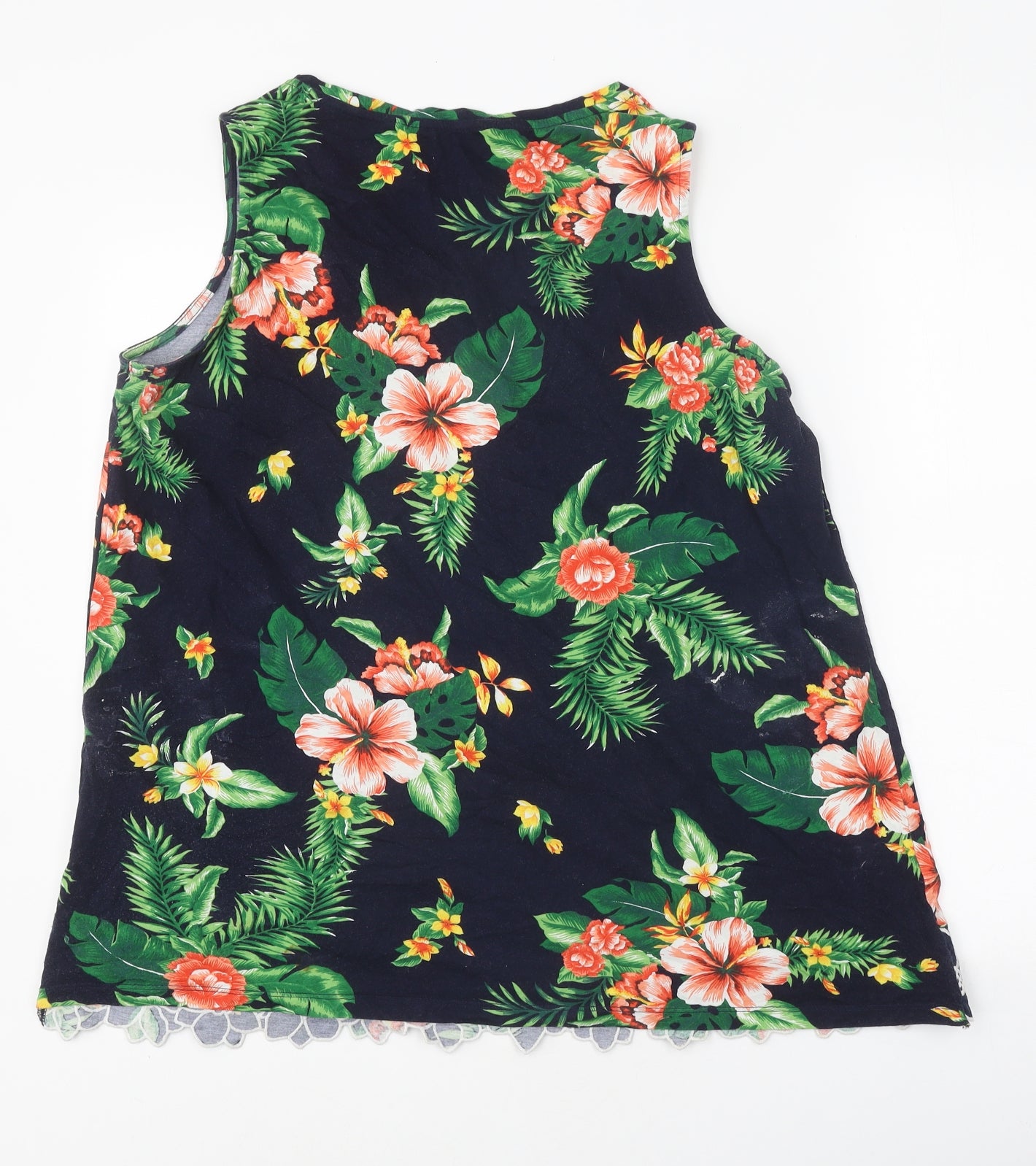 Dorothy Perkins Womens Multicoloured Floral Polyester Basic Tank Size 18 Scoop Neck