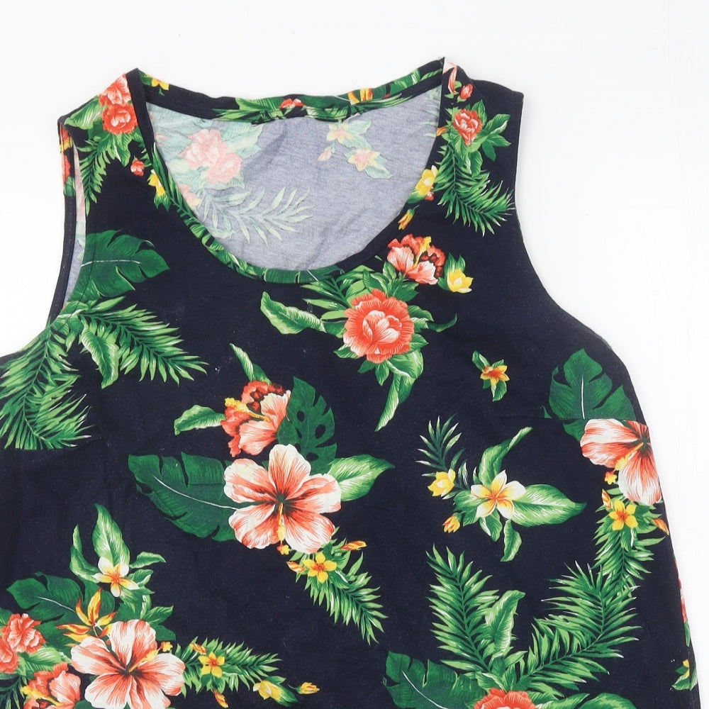 Dorothy Perkins Womens Multicoloured Floral Polyester Basic Tank Size 18 Scoop Neck