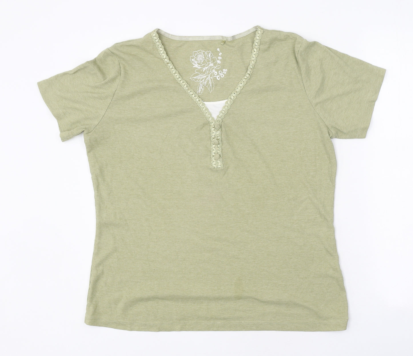 George Womens Green Polyester Basic T-Shirt Size 18 V-Neck