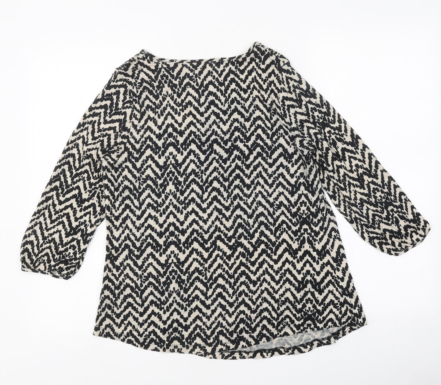 Marks and Spencer Womens Multicoloured Geometric Cotton Basic T-Shirt Size 10 Round Neck