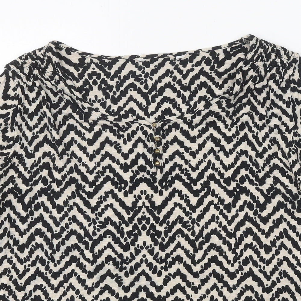Marks and Spencer Womens Multicoloured Geometric Cotton Basic T-Shirt Size 10 Round Neck