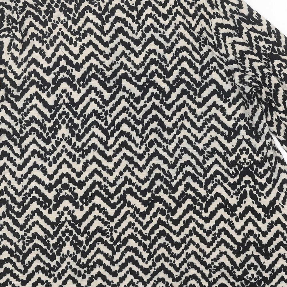 Marks and Spencer Womens Multicoloured Geometric Cotton Basic T-Shirt Size 10 Round Neck