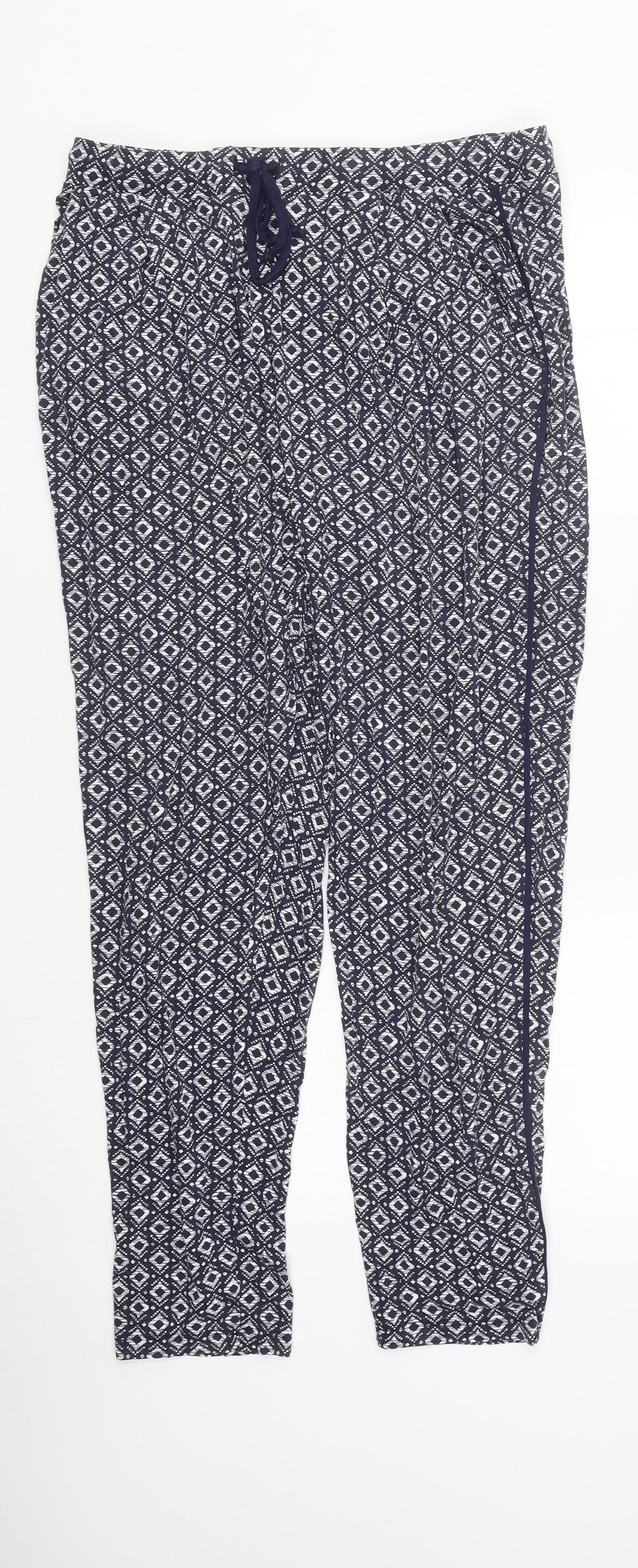 F&F Womens Multicoloured Geometric Polyester Trousers Size 18 L28 in Regular Drawstring