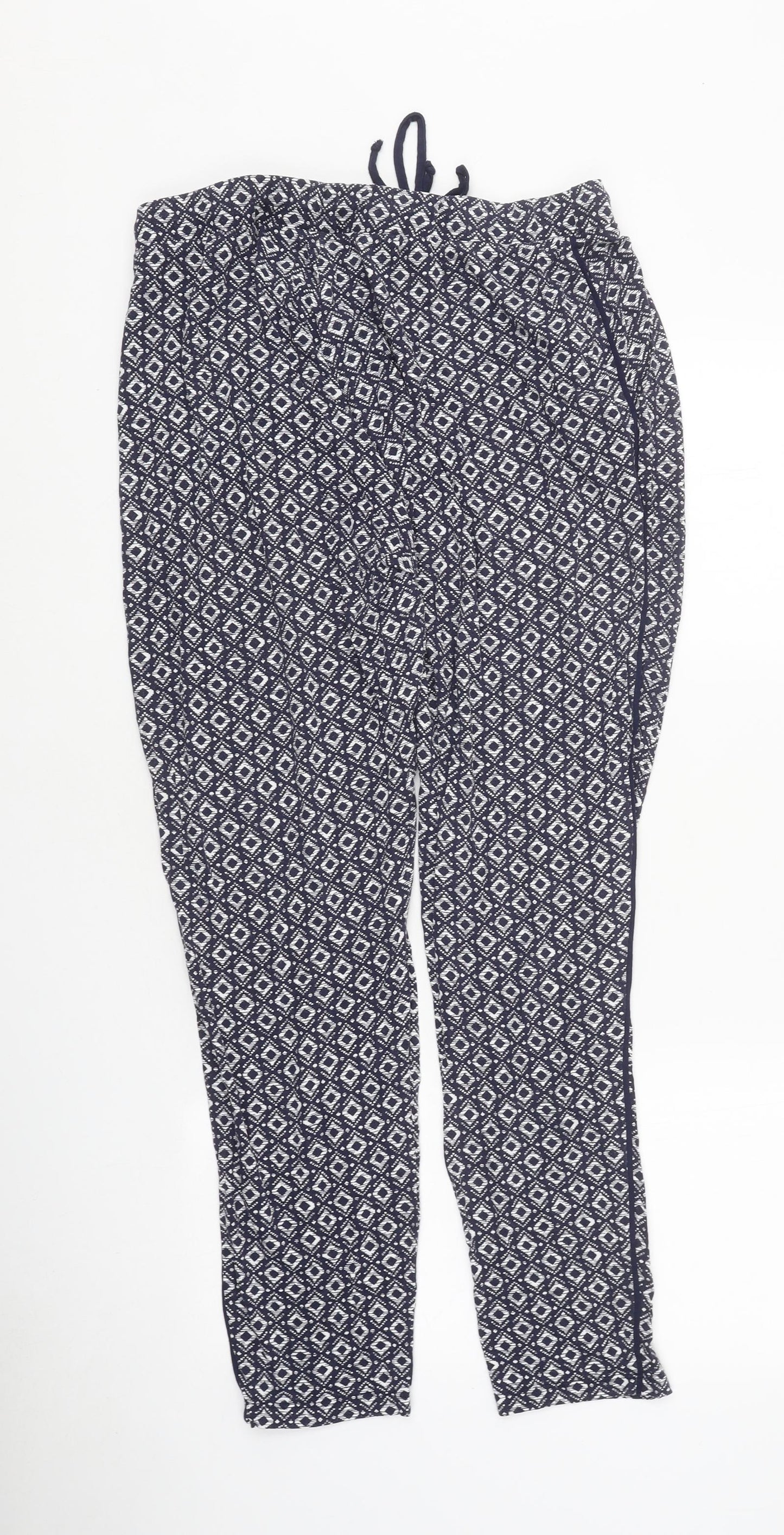 F&F Womens Multicoloured Geometric Polyester Trousers Size 18 L28 in Regular Drawstring