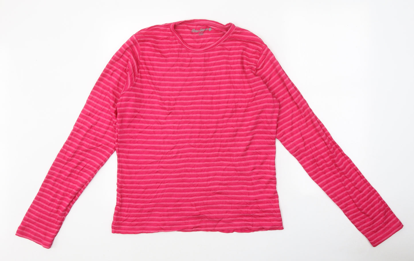 Peter Storm Womens Pink Striped Polyester Basic T-Shirt Size 18 Round Neck