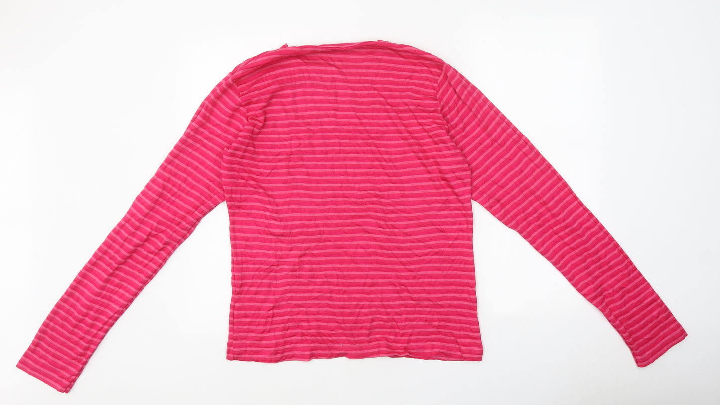 Peter Storm Womens Pink Striped Polyester Basic T-Shirt Size 18 Round Neck