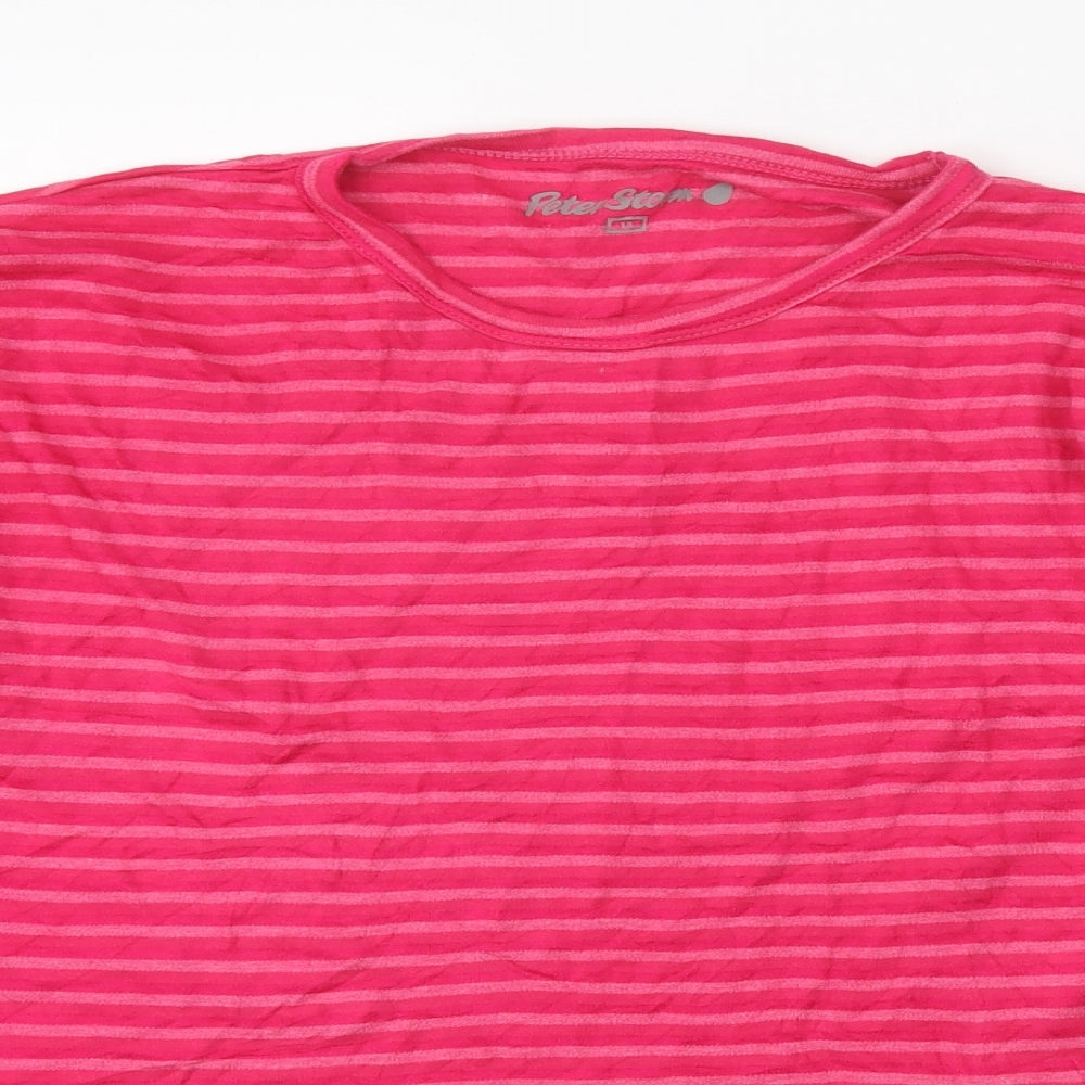Peter Storm Womens Pink Striped Polyester Basic T-Shirt Size 18 Round Neck